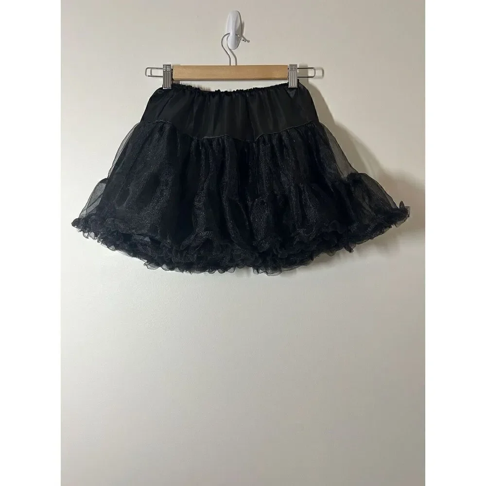 Halloween Tutu Girl's One Size Fits Most Black Elastic Waist Tulle Skirt